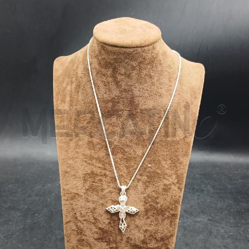 COLLANA CROCE DET PIETRE ROSA | Mercatino dell'Usato Roma garbatella 1