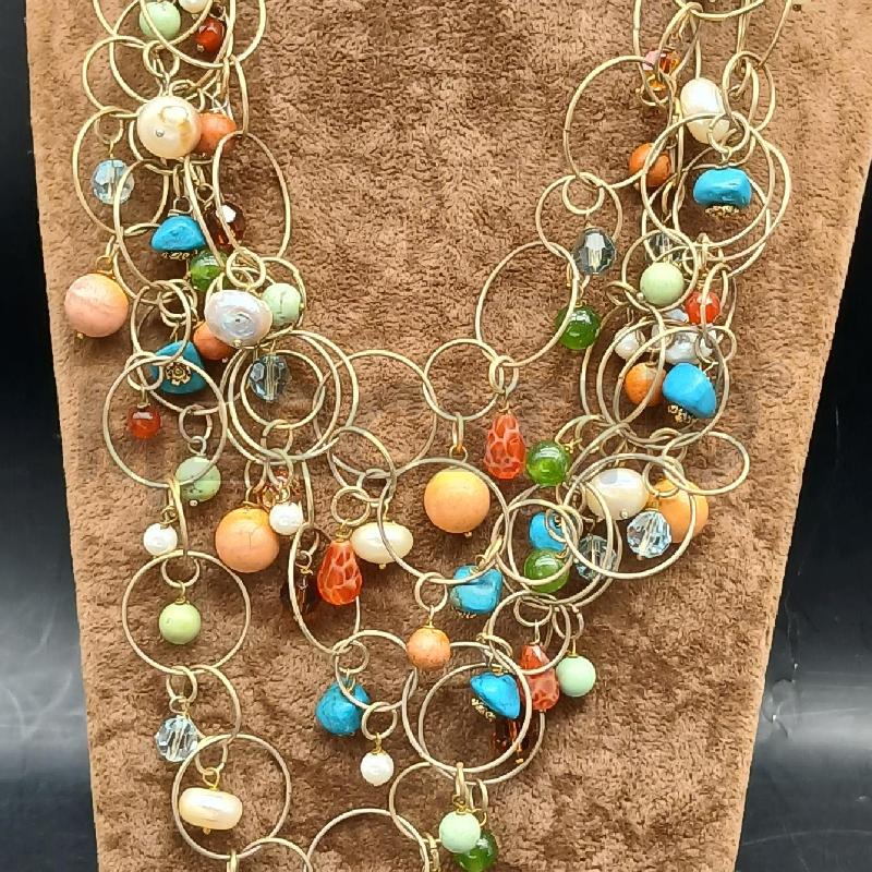 COLLANA DET CIONDOLI COLOR PIETRE  | Mercatino dell'Usato Roma garbatella 2