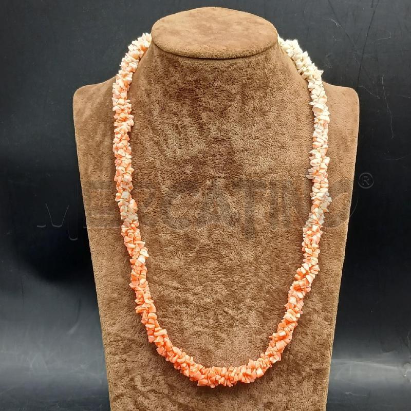 COLLANA DET PERLINE ARANCIONE E BIANOC  | Mercatino dell'Usato Roma garbatella 1