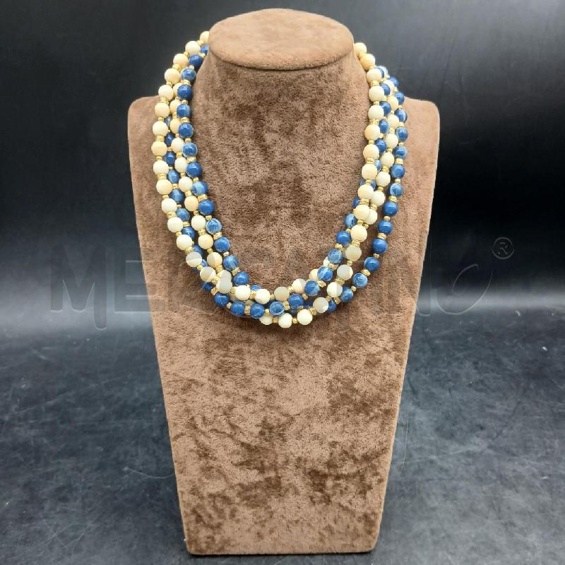 COLLANA DET PIETRE BEIGE E BLU  | Mercatino dell'Usato Roma garbatella 1