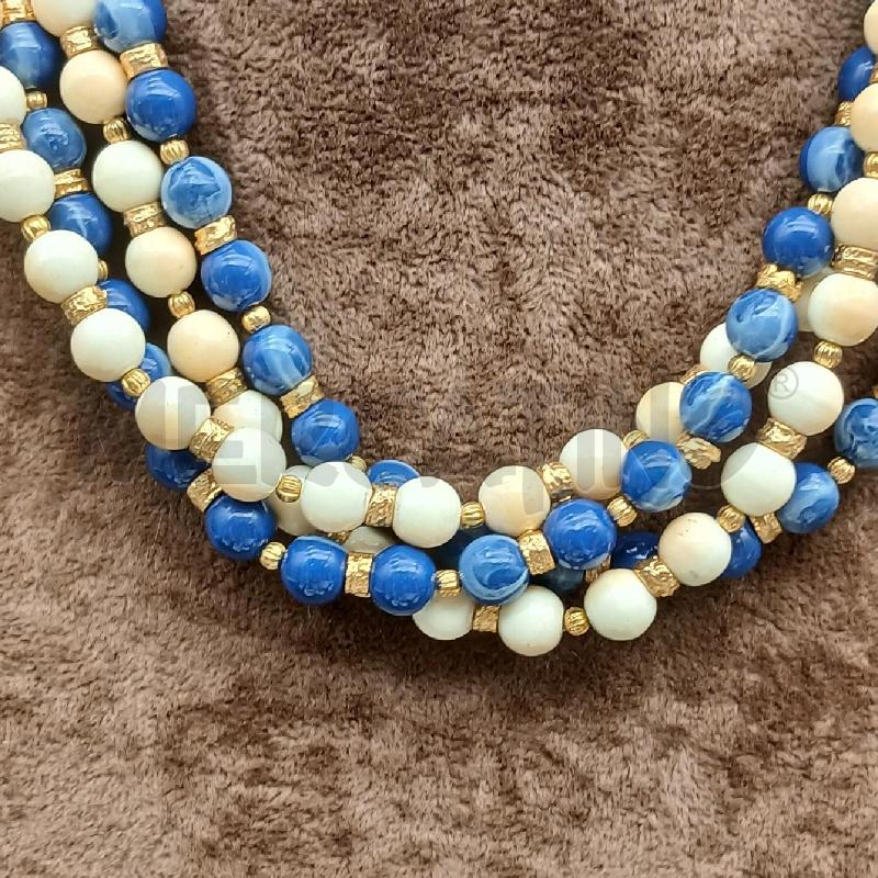 COLLANA DET PIETRE BEIGE E BLU  | Mercatino dell'Usato Roma garbatella 2