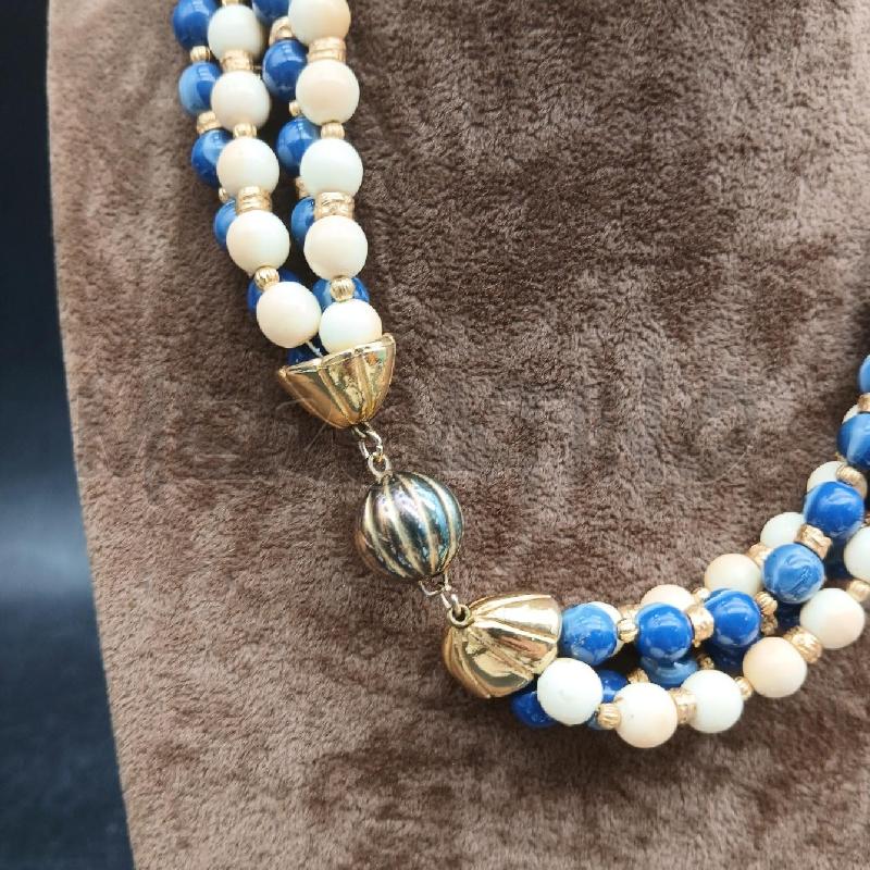 COLLANA DET PIETRE BEIGE E BLU  | Mercatino dell'Usato Roma garbatella 3