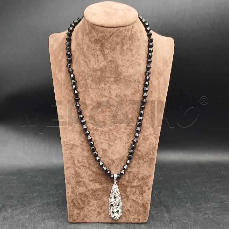 COLLANA DET PIETRE NERE E CIONDOLOR STRASS | Mercatino dell'Usato Roma garbatella 1