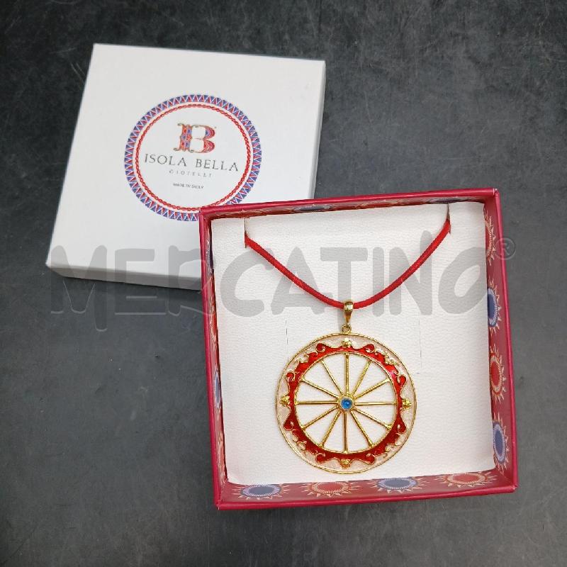 COLLANA LACCIO ARG CIONDOLO RUOTA ROSSO GIALLO  | Mercatino dell'Usato Roma garbatella 1