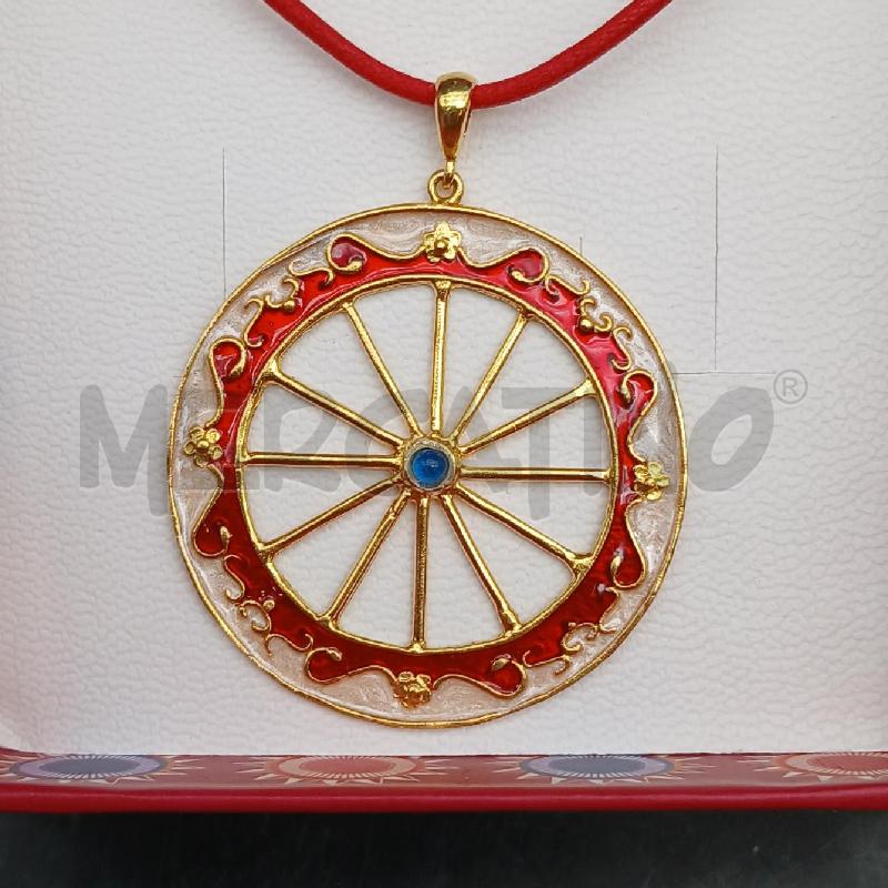 COLLANA LACCIO ARG CIONDOLO RUOTA ROSSO GIALLO  | Mercatino dell'Usato Roma garbatella 2