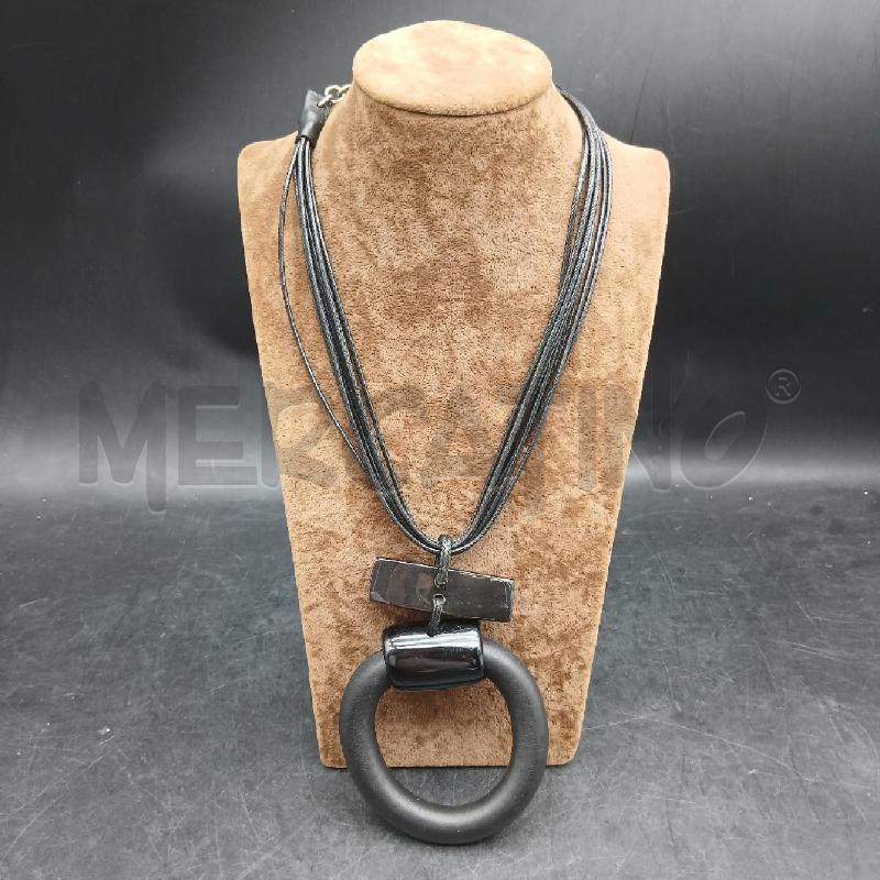 COLLANA MULTIFILO GOMMA NERO CERCHIO | Mercatino dell'Usato Roma garbatella 1