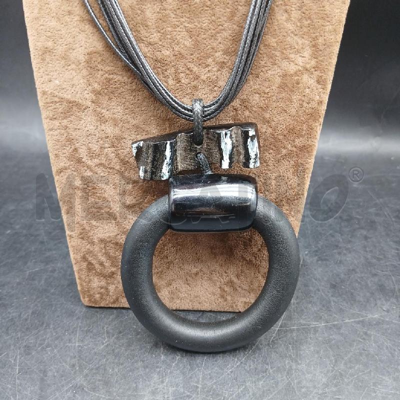 COLLANA MULTIFILO GOMMA NERO CERCHIO | Mercatino dell'Usato Roma garbatella 3