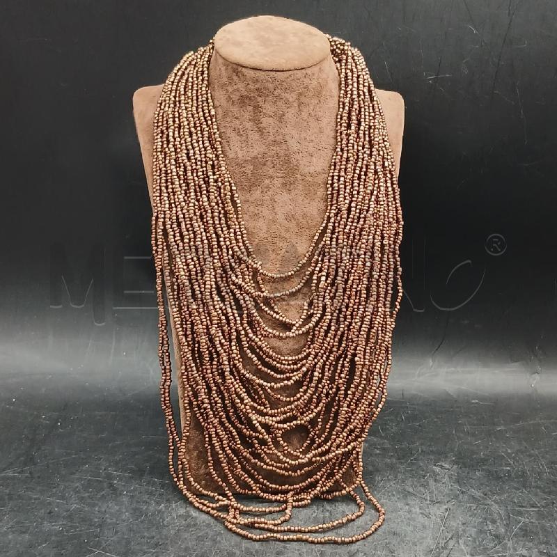 COLLANA MULTI DET PERLINE MARRONE | Mercatino dell'Usato Roma garbatella 1