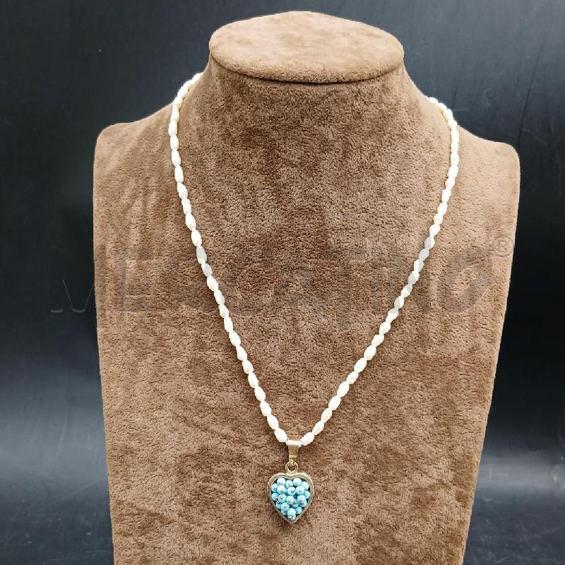 COLLANA PERLE FIU CUORE AZZ | Mercatino dell'Usato Roma garbatella 1