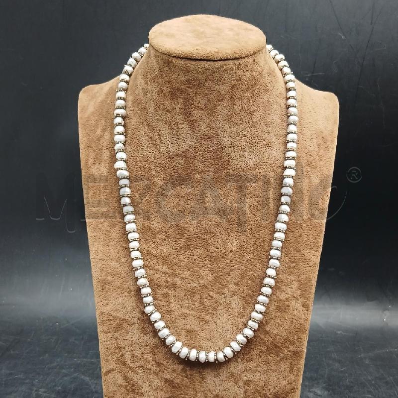 COLLANA PERLE GRIGIO CHIUSURA ARG | Mercatino dell'Usato Roma garbatella 1