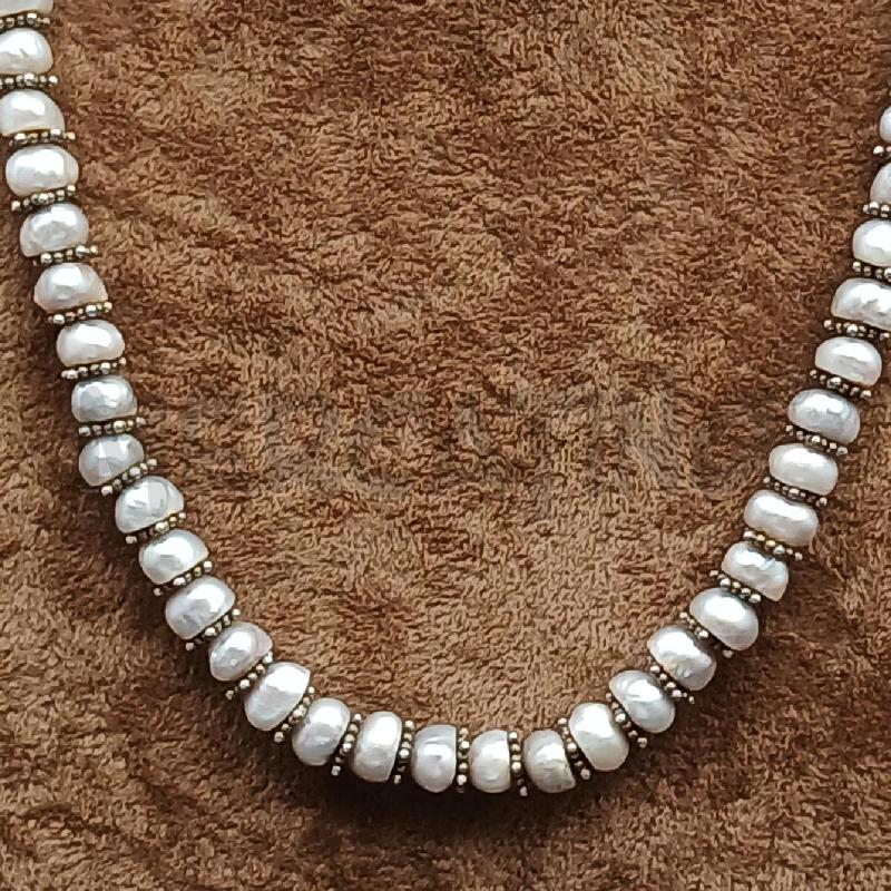 COLLANA PERLE GRIGIO CHIUSURA ARG | Mercatino dell'Usato Roma garbatella 2