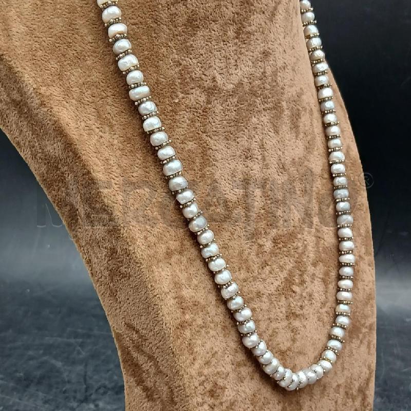 COLLANA PERLE GRIGIO CHIUSURA ARG | Mercatino dell'Usato Roma garbatella 3