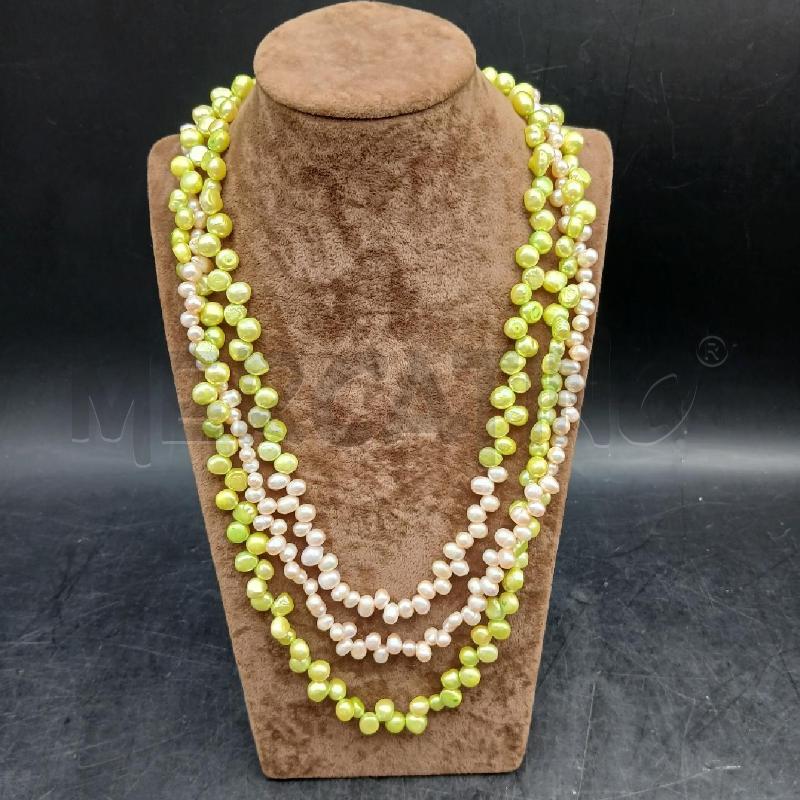 COLLANA PERLE VERDE E BEIGE DET CHIUSURA ARG  | Mercatino dell'Usato Roma garbatella 1