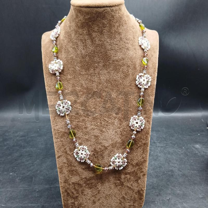COLLANA PERLINE BIANCO VERDE | Mercatino dell'Usato Roma garbatella 1