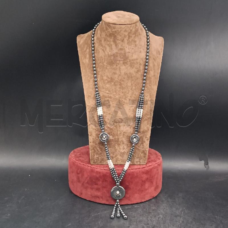 COLLANA PERLINE GRIGIO E BIANCO  | Mercatino dell'Usato Roma garbatella 1