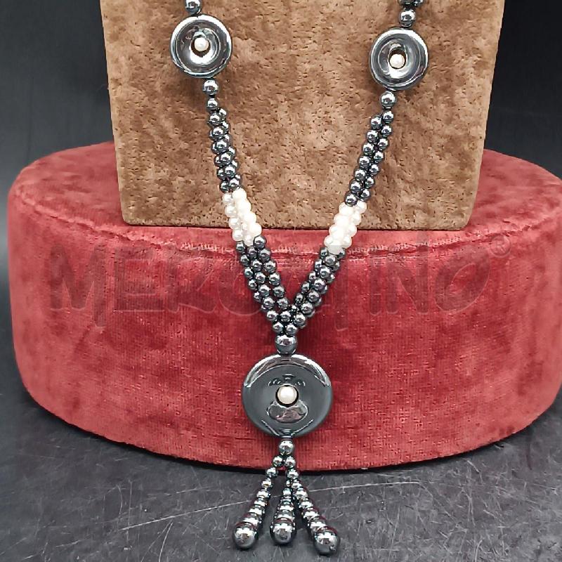 COLLANA PERLINE GRIGIO E BIANCO  | Mercatino dell'Usato Roma garbatella 2