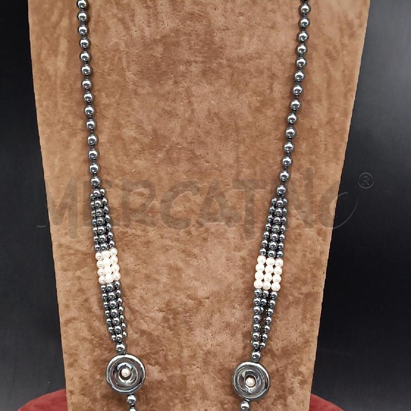 COLLANA PERLINE GRIGIO E BIANCO  | Mercatino dell'Usato Roma garbatella 3