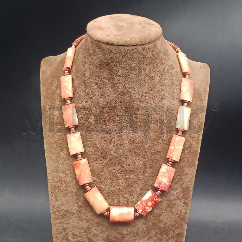 COLLANA PIASTRINE BEIGE ROSSO  | Mercatino dell'Usato Roma garbatella 1