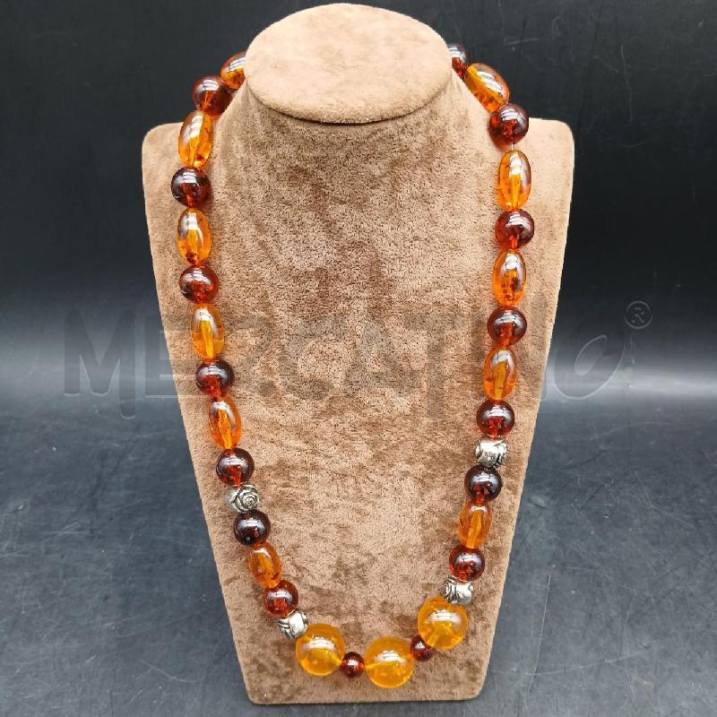 COLLANA PIETRE AERANCIONE DET CHIUSURA ARG  | Mercatino dell'Usato Roma garbatella 1