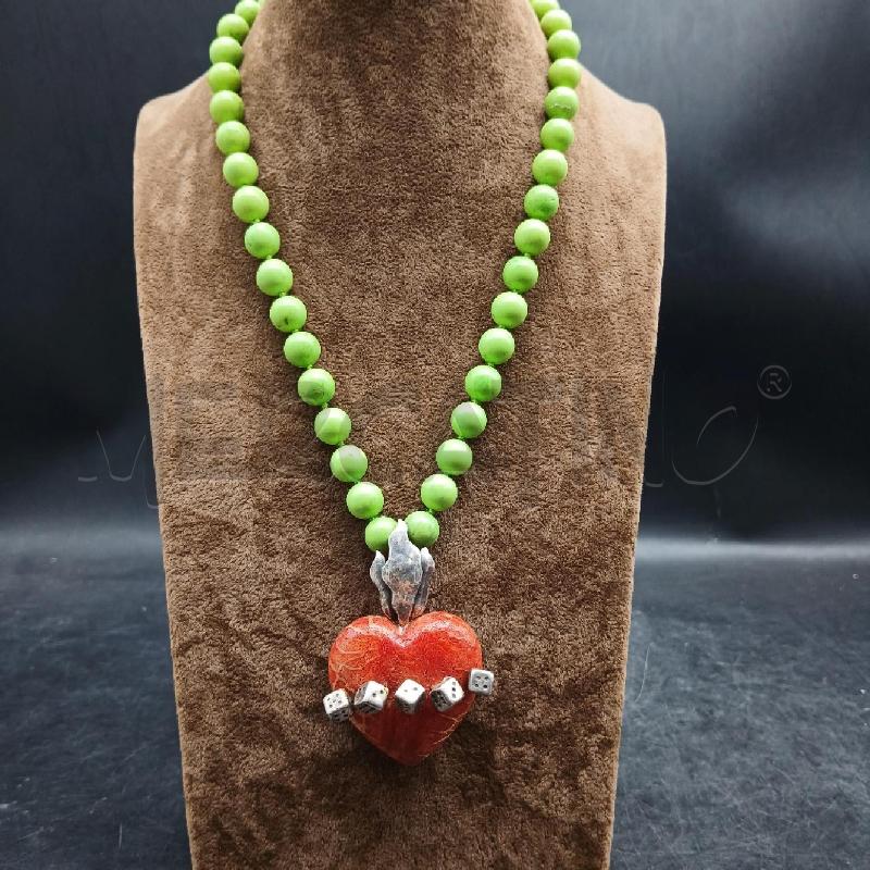 COLLANA PIETRE VERDE CIONDOLO CUORE | Mercatino dell'Usato Roma garbatella 1