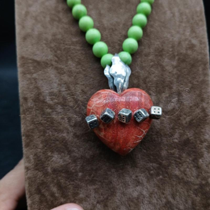 COLLANA PIETRE VERDE CIONDOLO CUORE | Mercatino dell'Usato Roma garbatella 2