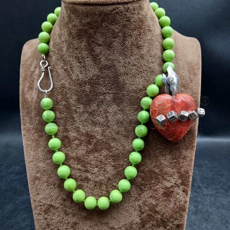 COLLANA PIETRE VERDE CIONDOLO CUORE | Mercatino dell'Usato Roma garbatella 4