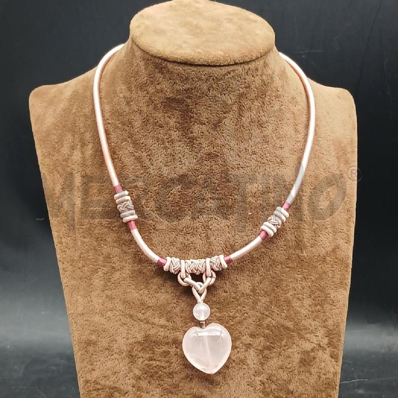COLLANA QUARZO ROSA FILO  | Mercatino dell'Usato Roma garbatella 1