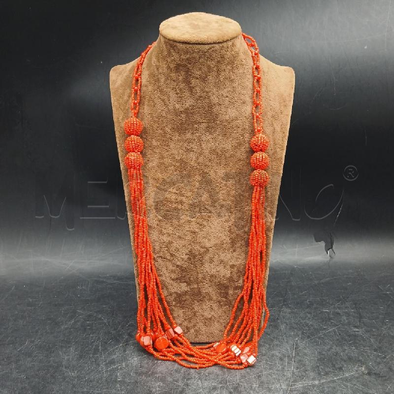 COLLANA SFERE ROSSO PERLINE | Mercatino dell'Usato Roma garbatella 1