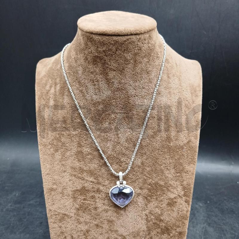 COLLANA SWAROVSKI CIONDOLO CUORE LILLA  | Mercatino dell'Usato Roma garbatella 1