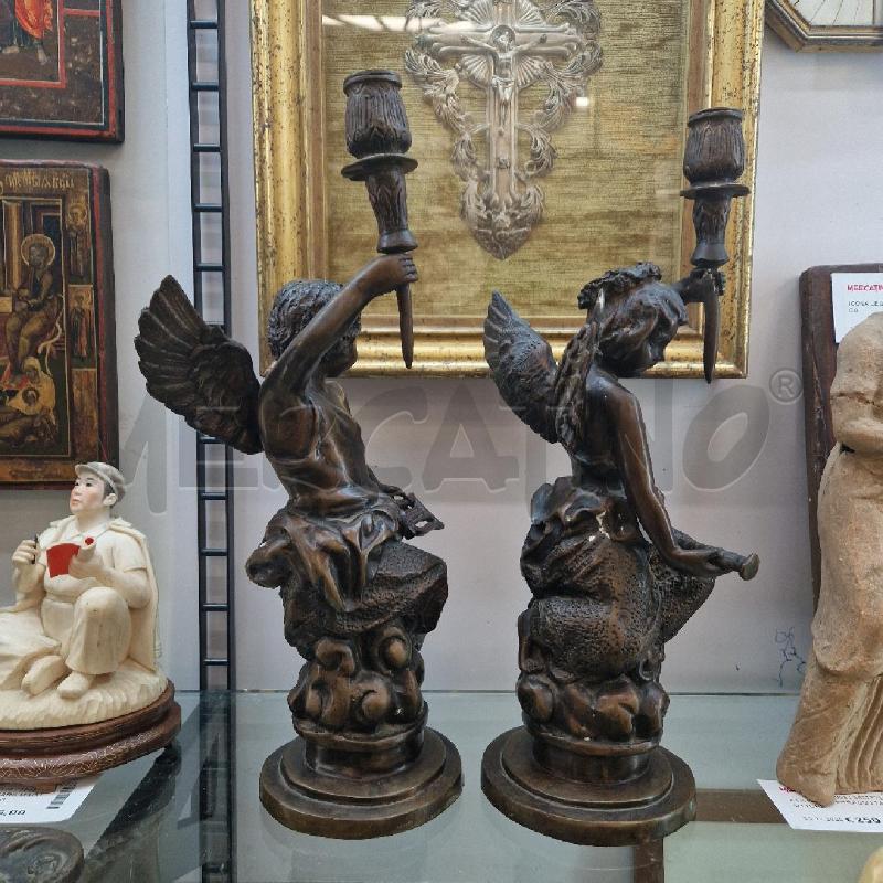COPPIA CANDELIERI BRONZO PUTTI | Mercatino dell'Usato Roma garbatella 2