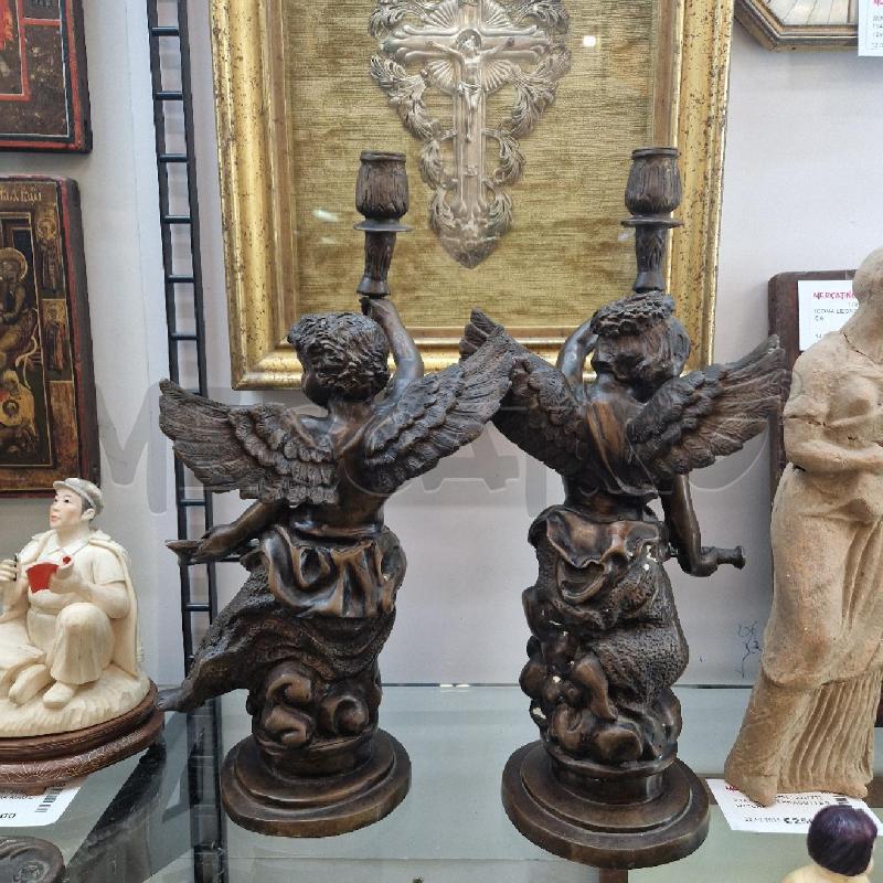 COPPIA CANDELIERI BRONZO PUTTI | Mercatino dell'Usato Roma garbatella 3