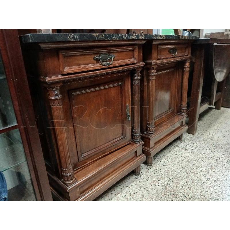 COPPIA COMODINI PIANO MARMO NERO 1 C + 1 ANTA  | Mercatino dell'Usato Roma garbatella 1