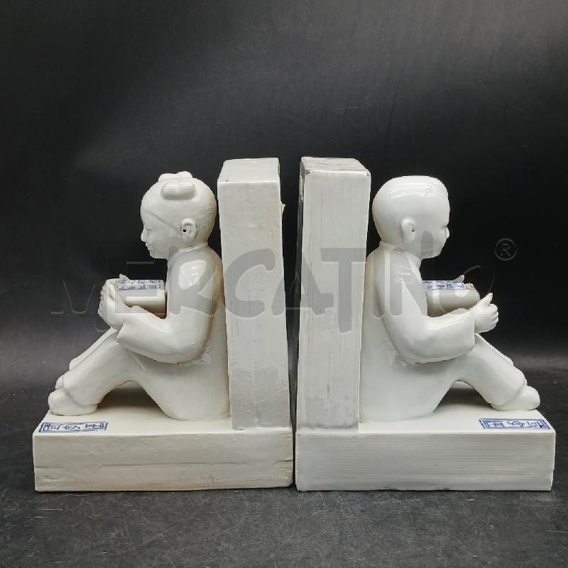 COPPIA FERMALIBRI CERAMICA PERSONAGGI CIN | Mercatino dell'Usato Roma garbatella 2