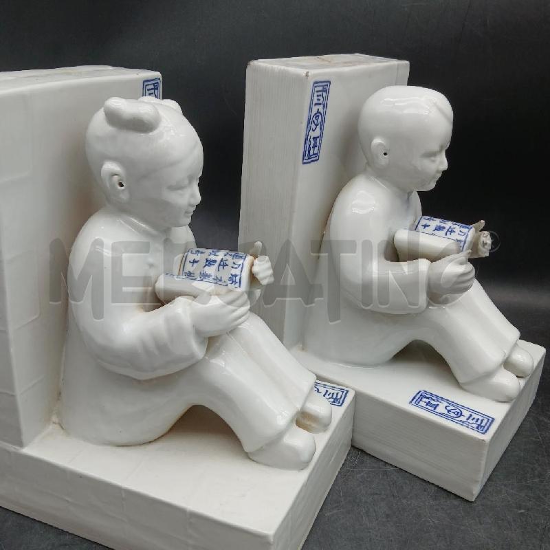 COPPIA FERMALIBRI CERAMICA PERSONAGGI CIN | Mercatino dell'Usato Roma garbatella 3