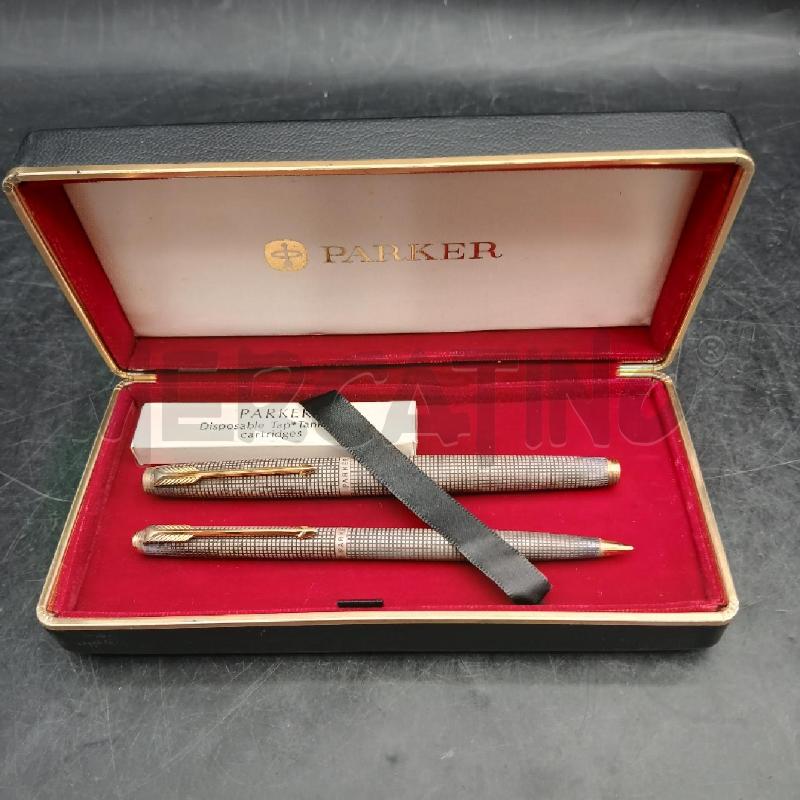 COPPIA PENNE PARKER STERLING SILVER CON CUST | Mercatino dell'Usato Roma garbatella 1