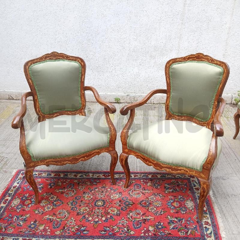 COPPIA POLTRONCINE INTARSIATE SEDUTA VERDE  | Mercatino dell'Usato Roma garbatella 1