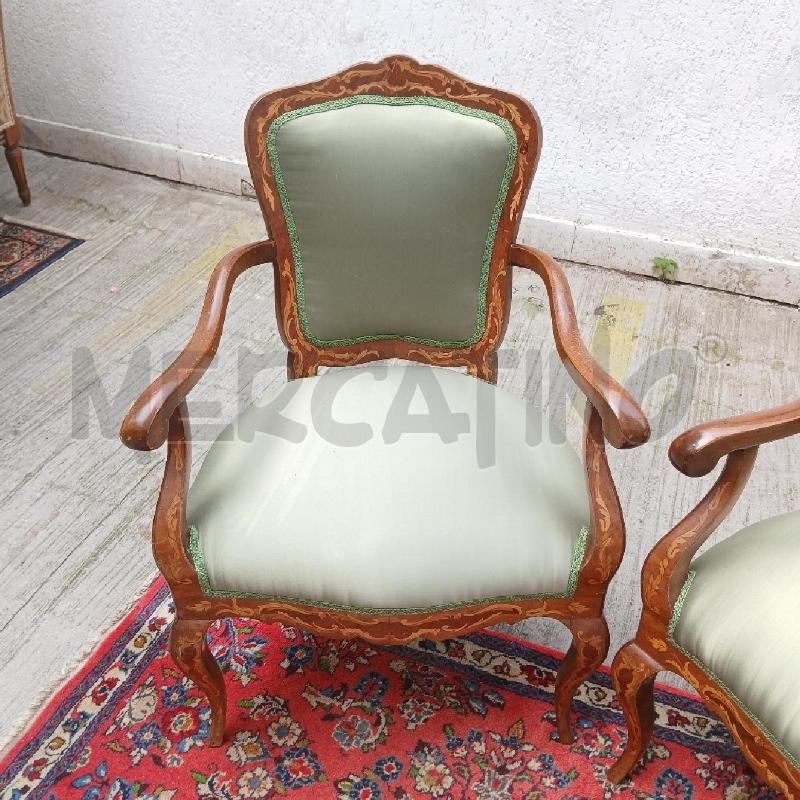 COPPIA POLTRONCINE INTARSIATE SEDUTA VERDE  | Mercatino dell'Usato Roma garbatella 2
