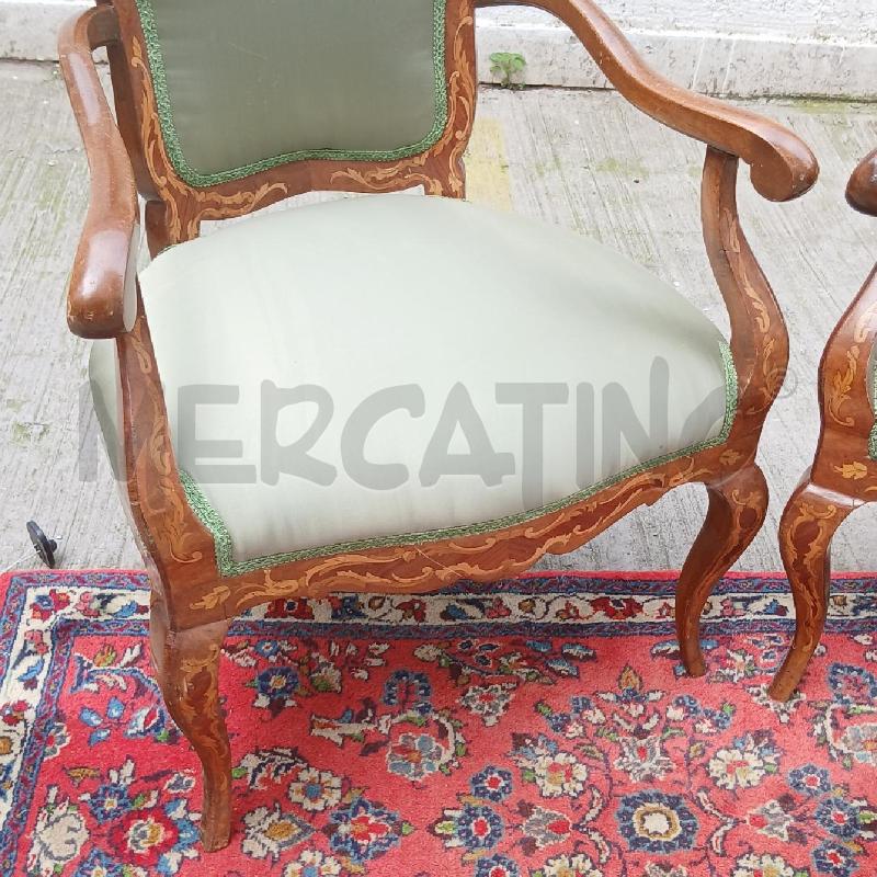 COPPIA POLTRONCINE INTARSIATE SEDUTA VERDE  | Mercatino dell'Usato Roma garbatella 3