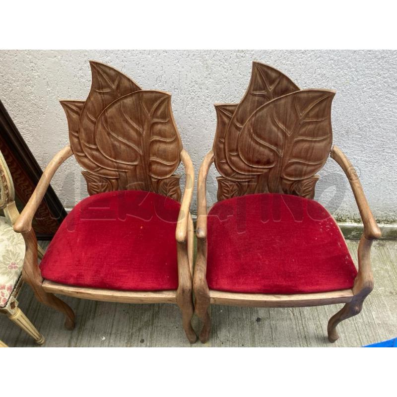 COPPIA POLTRONCINE SEDUTA ROSSA SCHIENALE INTAGLIATO | Mercatino dell'Usato Roma garbatella 1