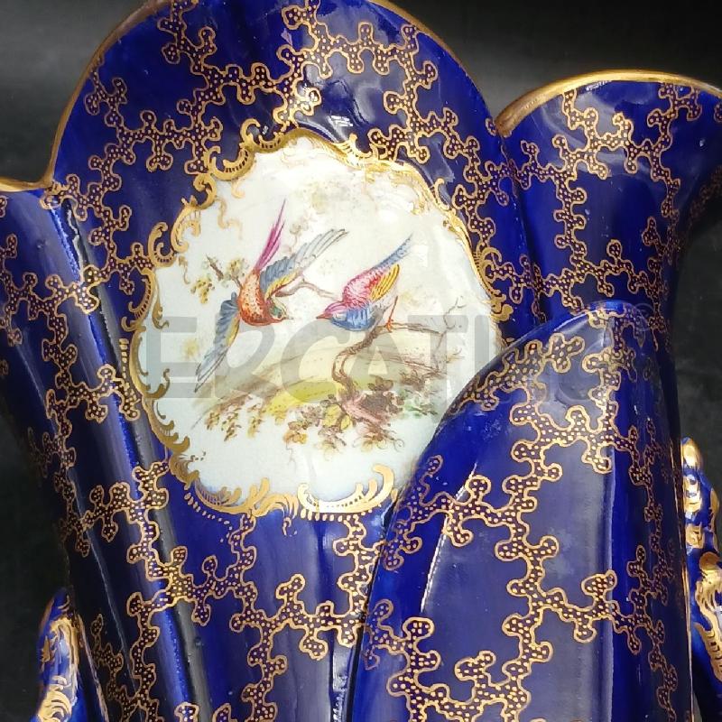 COPPIA VASI BLU DOR UCCELLINI DIPINTI | Mercatino dell'Usato Roma garbatella 5