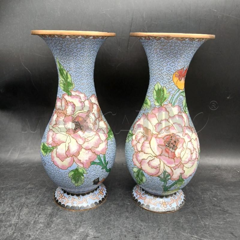 COPPIA VASI CLOISONNE FIORI | Mercatino dell'Usato Roma garbatella 3