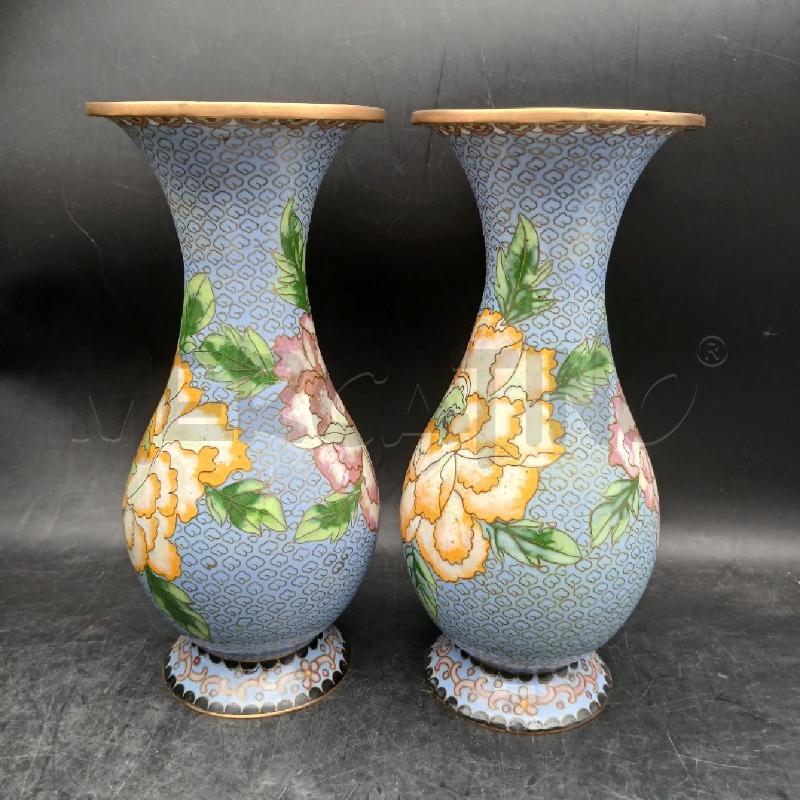 COPPIA VASI CLOISONNE FIORI | Mercatino dell'Usato Roma garbatella 4