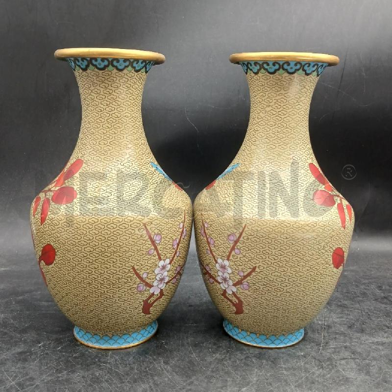 COPPIA VASI CLOISONNÈ FIORI FARFALLE | Mercatino dell'Usato Roma garbatella 4