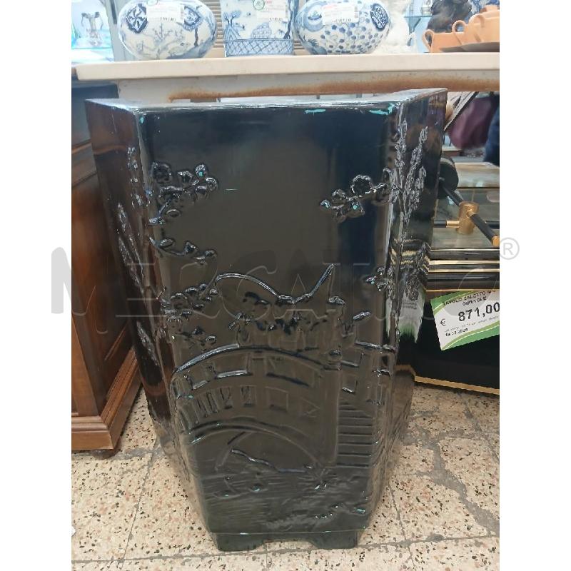 COPRI STUFA CINESE CERAM NERO RILIEVI  | Mercatino dell'Usato Roma garbatella 1