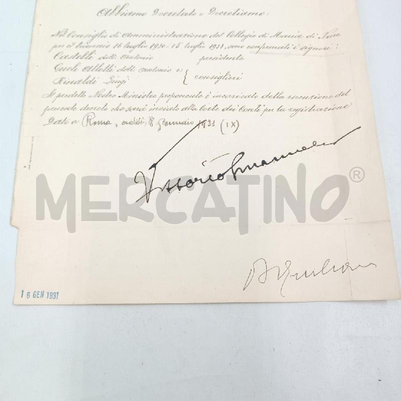 DECRETO NOMINA FIRMATO VITTORIO EMANUELE III DATATO GENNAIO 1931 | Mercatino dell'Usato Roma garbatella 3