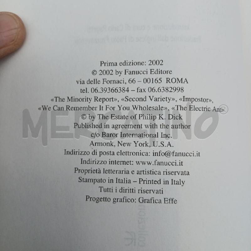 DICK RAPPORTO DI MINORANZA E ALTRI RACCONTI | Mercatino dell'Usato Roma garbatella 3