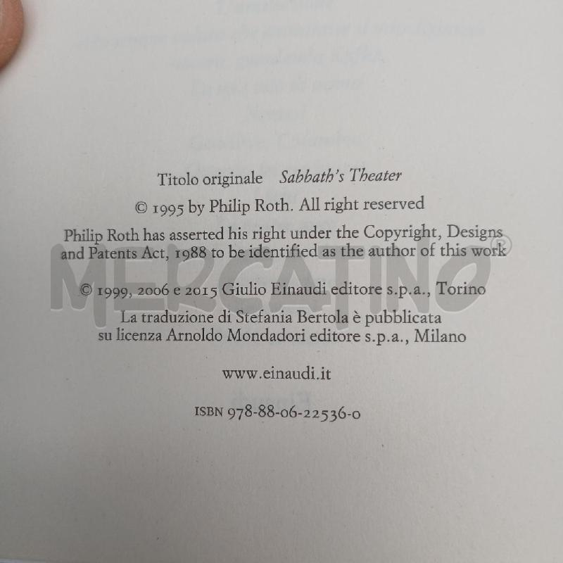 EINAUDI P. ROTH IL TEATRO DI SABBATH | Mercatino dell'Usato Roma garbatella 3