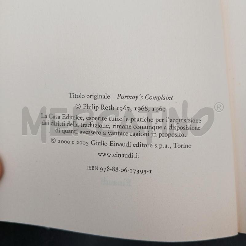 EINAUDI P. ROTH LAMENTO DI PORTNOY | Mercatino dell'Usato Roma garbatella 3