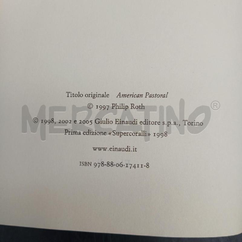 EINAUDI P. ROTH PASTORALE AMERICANA | Mercatino dell'Usato Roma garbatella 4