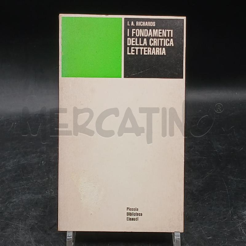 EINAUDI RICHARDS I FONDAMENTI DELLA CRTITICA LETTERARIA | Mercatino dell'Usato Roma garbatella 1